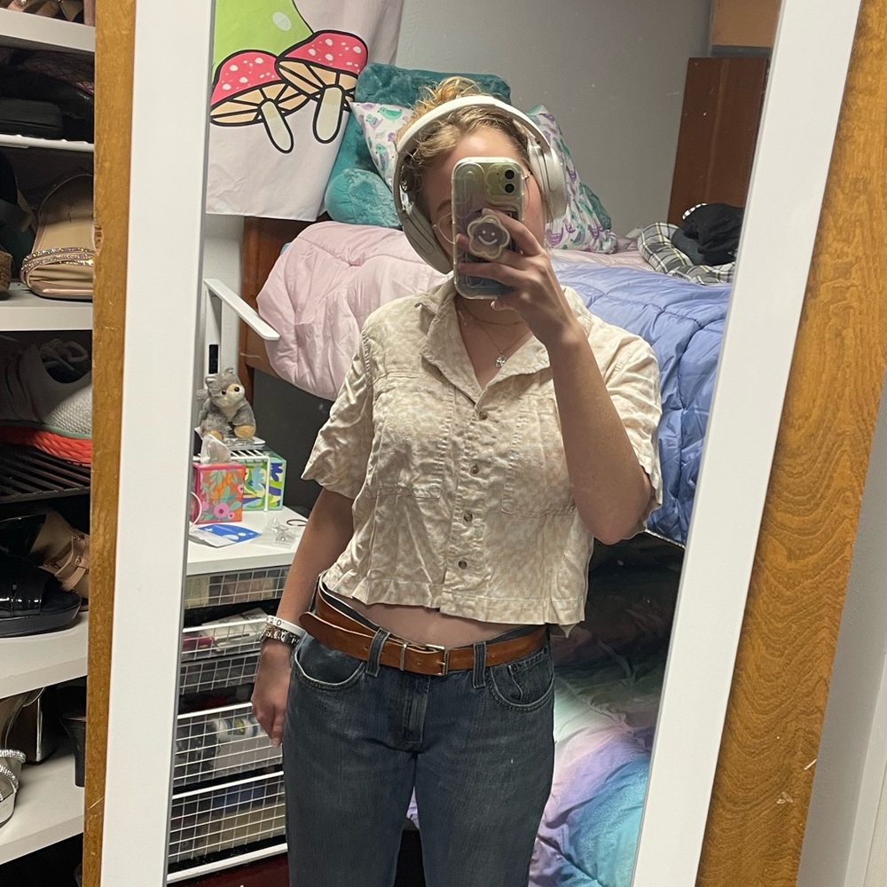 Medium Target pink plaid cropped shirt